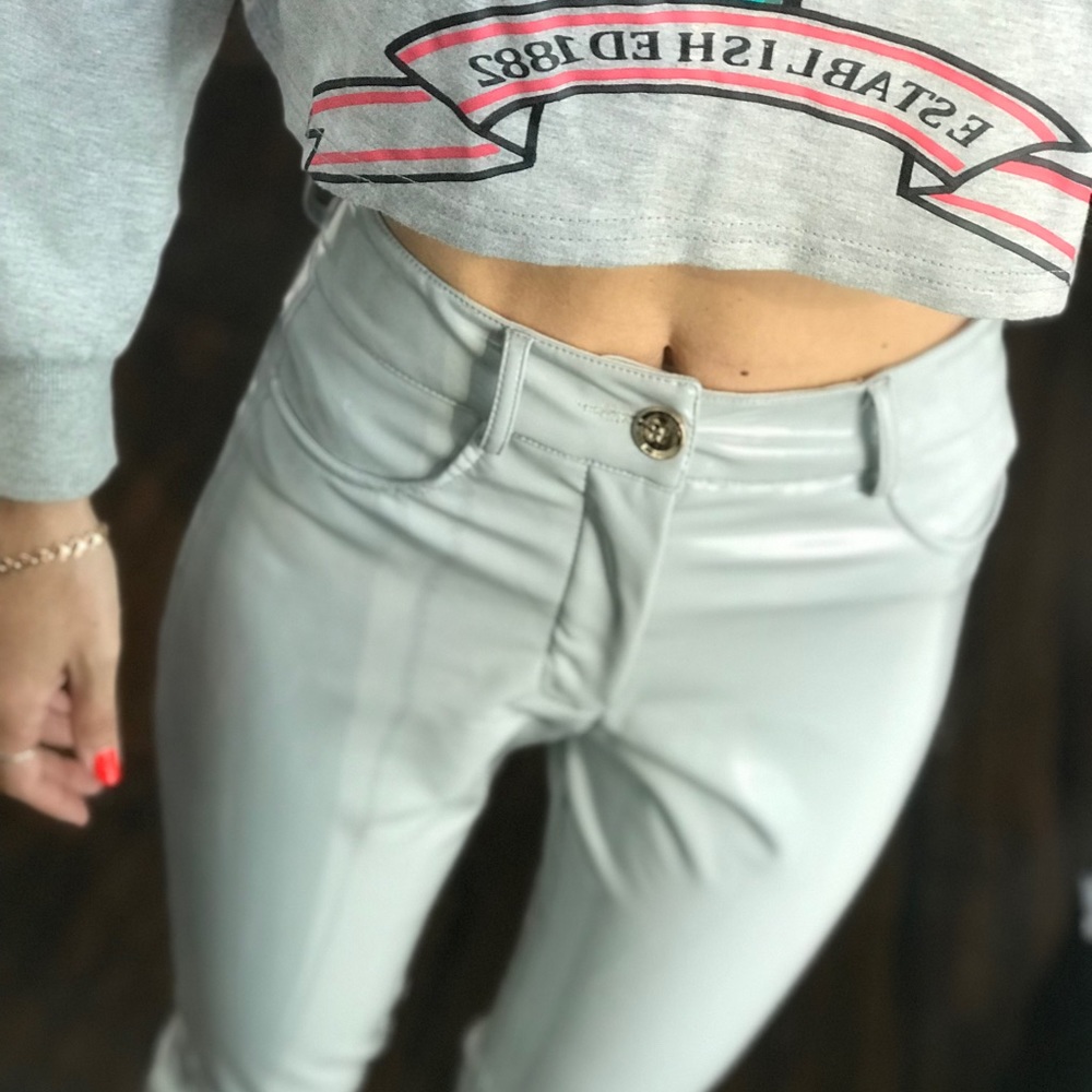 Gray Vinyl Style Pants TOP QUALITY S size